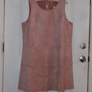 NWT JustFab Pink Suede Round Neck Sleeveless Shift Dress Size 2X
